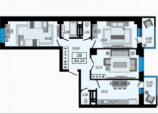 Продам трехкомнатную квартиру, 84.2 м2, Ростов-на-Дону, Ленинский район