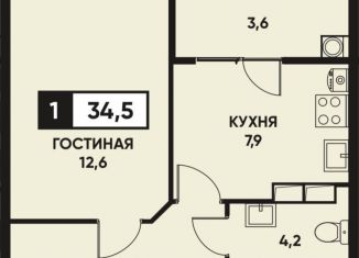 Продам однокомнатную квартиру, 34.5 м2, Ставрополь, Промышленный район, Российский проспект, 18к2