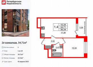 Продается 1-ком. квартира, 34.7 м2, Санкт-Петербург, муниципальный округ Новоизмайловское, 1-й Предпортовый проезд, 1