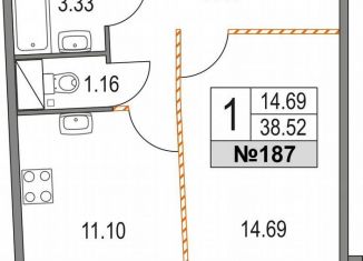 Продается однокомнатная квартира, 38.5 м2, Санкт-Петербург, Коломяжский проспект, 13к3, метро Чёрная речка