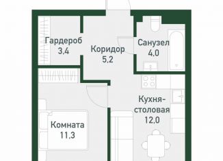 Продаю 1-ком. квартиру, 35.1 м2, посёлок Западный, Спортивная улица, 22