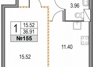 Продается 1-ком. квартира, 36.9 м2, Санкт-Петербург, Коломяжский проспект, 13к2, метро Чёрная речка