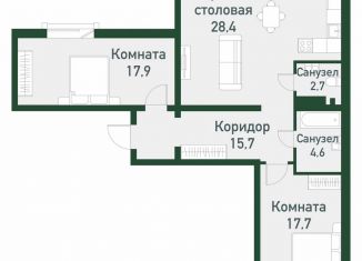 Продажа 2-ком. квартиры, 86.8 м2, Кременкульское сельское поселение