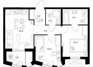 Продается 2-комнатная квартира, 51.6 м2, Москва, район Очаково-Матвеевское, жилой комплекс Мичуринский Парк, 4.5