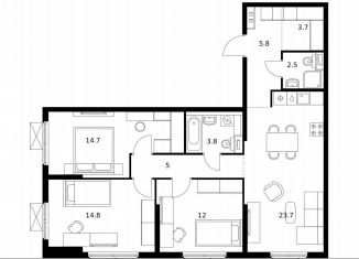 Продается 3-комнатная квартира, 86 м2, Мытищи