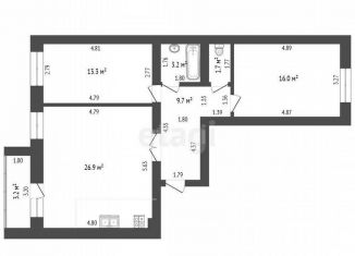 Продается трехкомнатная квартира, 70.8 м2, Стерлитамак, улица Строителей, 77