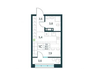 Квартира на продажу студия, 24.3 м2, Забайкальский край, микрорайон Хороший, 15