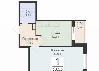 1-ком. квартира на продажу, 38.5 м2, Воронеж, Коминтерновский район, улица 45-й Стрелковой Дивизии, 259/27