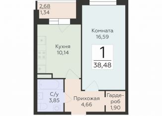 1-комнатная квартира на продажу, 38.5 м2, Воронеж, улица 45-й Стрелковой Дивизии, 259/27, Коминтерновский район