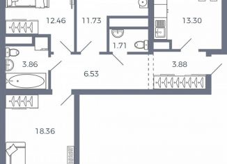 Продаю 3-ком. квартиру, 71.8 м2, поселок Придорожный