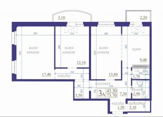 Продам 3-ком. квартиру, 73.7 м2, Тюмень, Ленинский округ