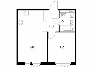 Продается 1-комнатная квартира, 39.2 м2, Московская область, микрорайон Парковый, 1к6