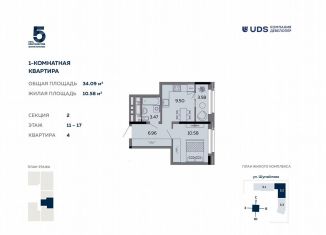 Продаю 1-комнатную квартиру, 34.1 м2, Ижевск, Октябрьский район