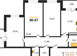 Продам 3-комнатную квартиру, 80.5 м2, Воронеж, Коминтерновский район, улица 45-й Стрелковой Дивизии, 259/27