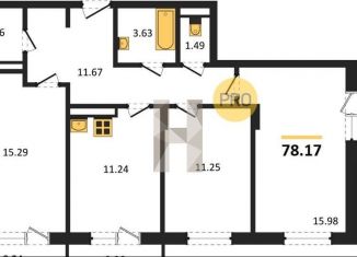 Продам 3-ком. квартиру, 78.2 м2, Воронеж, улица 45-й Стрелковой Дивизии, 259/27