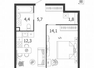 Продам 1-комнатную квартиру, 38.3 м2, Москва, метро Нагатинская, улица Петра Кончаловского, 5