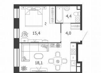 Продаю 1-комнатную квартиру, 41.9 м2, Москва, улица Петра Кончаловского, 5, станция ЗИЛ