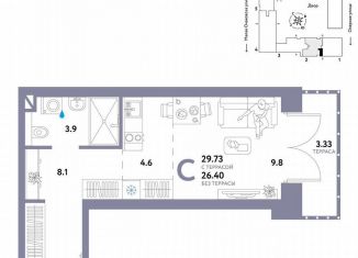 Продажа квартиры студии, 27.4 м2, Москва, ЗАО, Озёрная улица, 42с7