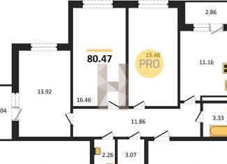 3-ком. квартира на продажу, 80.5 м2, Воронеж, улица 45-й Стрелковой Дивизии, 259/27