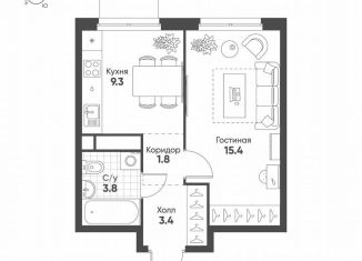 Продам 1-ком. квартиру, 33.7 м2, Москва, улица Петра Кончаловского, 5, ЖК Шагал