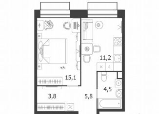 Продам 1-ком. квартиру, 40.4 м2, Москва, метро Нагатинская, улица Петра Кончаловского, 5