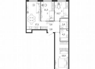 Продажа 3-комнатной квартиры, 75.5 м2, Москва, улица Петра Кончаловского, 5, ЮАО