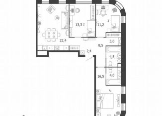 Продается трехкомнатная квартира, 85.8 м2, Москва, улица Петра Кончаловского, 5, ЮАО