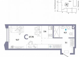 Продается квартира студия, 27.7 м2, Москва, ЗАО, Озёрная улица, 42с7