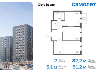 Продажа 2-комнатной квартиры, 51.2 м2, Москва, Любучанская улица