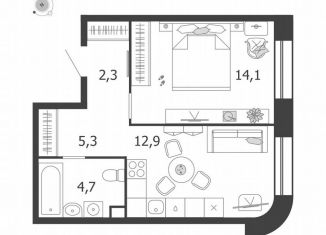 Продается 1-ком. квартира, 39.3 м2, Москва, улица Петра Кончаловского, 5, ЖК Шагал