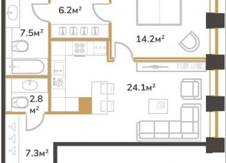 Продаю 1-ком. квартиру, 62.1 м2, Санкт-Петербург, метро Площадь Мужества, аллея Академика Лихачёва, 7