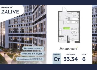 Продам квартиру студию, 33.3 м2, Санкт-Петербург, муниципальный округ Гавань, бульвар Александра Грина, 4