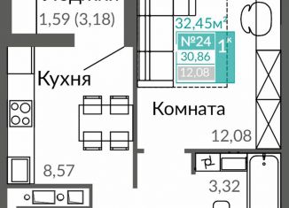 Продаю однокомнатную квартиру, 30.9 м2, Симферополь, Киевский район