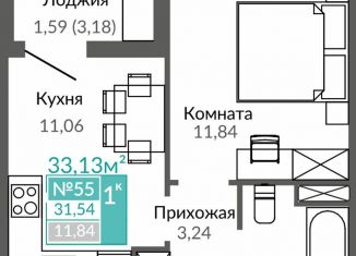 Однокомнатная квартира на продажу, 31.5 м2, Симферополь, Киевский район