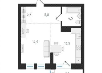 Продажа 1-ком. квартиры, 41 м2, Новосибирск, метро Заельцовская