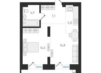 Продаю 1-комнатную квартиру, 46.3 м2, Новосибирск, Заельцовский район