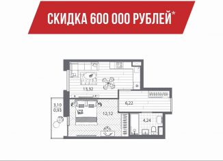 Продается 1-ком. квартира, 35.9 м2, Санкт-Петербург, муниципальный округ Коломяги, набережная реки Каменки, 13к3