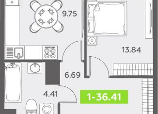 Продажа 1-комнатной квартиры, 37 м2, Санкт-Петербург, Василеостровский район, бульвар Александра Грина, 4