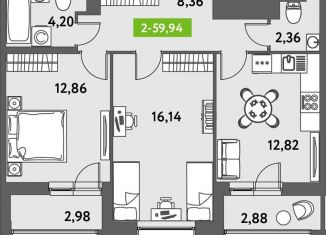 2-ком. квартира на продажу, 60.7 м2, Санкт-Петербург, муниципальный округ Звёздное, Пулковское шоссе, 30