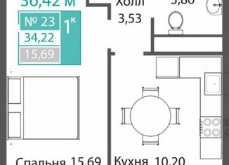 Продам 1-комнатную квартиру, 34.2 м2, село Мирное