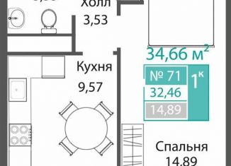 Продается 1-комнатная квартира, 32.5 м2, село Мирное
