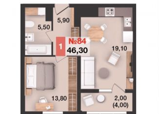 Продам 1-комнатную квартиру, 46.3 м2, Калининград, Елизаветинская улица, 47А
