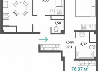 Продаю трехкомнатную квартиру, 72 м2, село Мирное