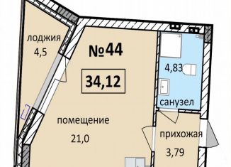 Продается 1-комнатная квартира, 34.1 м2, Балтийск