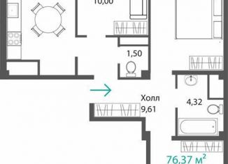 Продается 3-ком. квартира, 72 м2, село Мирное