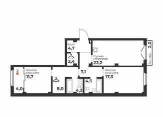 2-ком. квартира на продажу, 82.2 м2, Челябинск