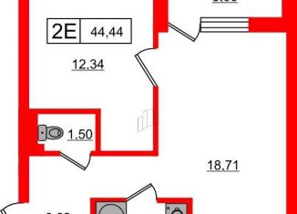 Продается 1-комнатная квартира, 47 м2, Санкт-Петербург, улица Челюскина, 8, метро Зенит