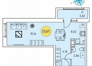 Продажа квартиры студии, 33.6 м2, Архангельск
