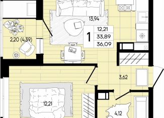 Продажа 1-комнатной квартиры, 36.1 м2, Краснодарский край