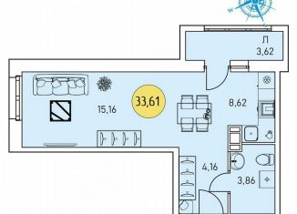 Продаю квартиру студию, 33.6 м2, Архангельск